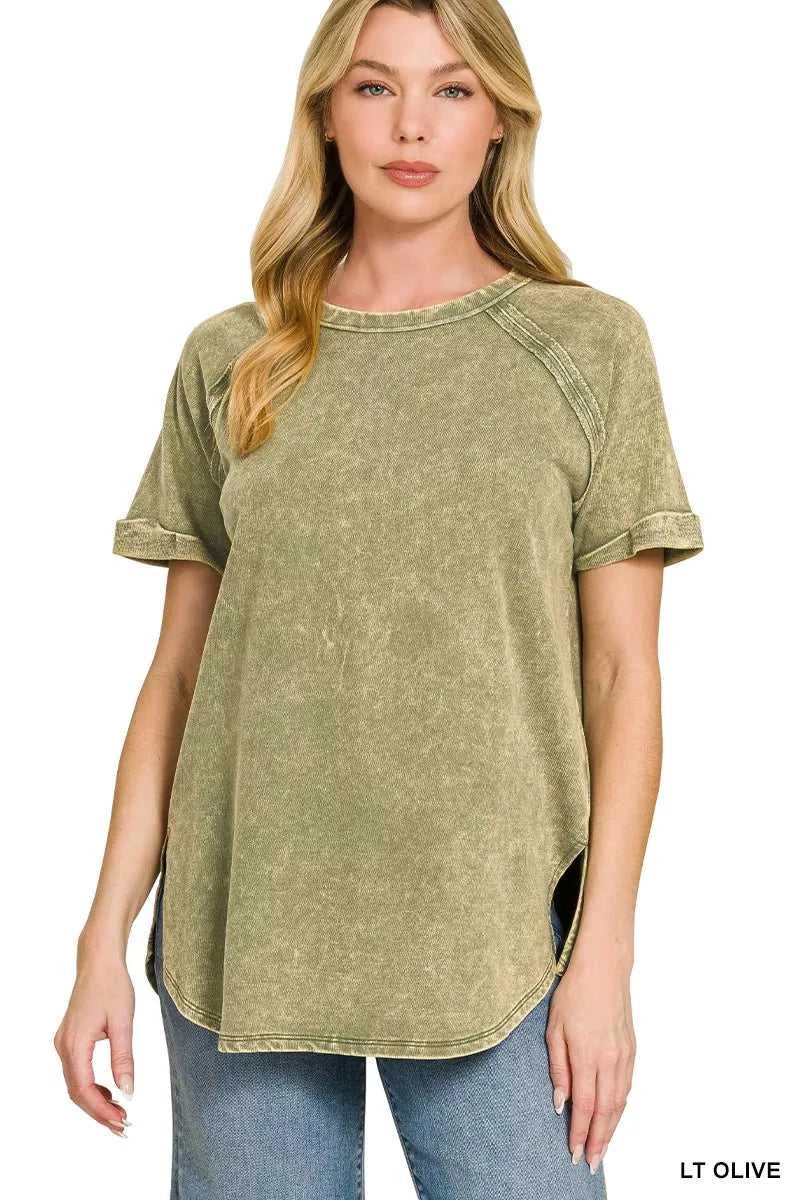 Zenana French Terry Washed Curved Hem Top 100100637861116 25 Affordable Fashion Under $100 Jerry's Apparel 