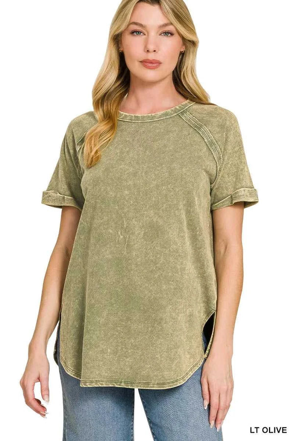 Zenana French Terry Washed Curved Hem Top 100100637861116 25 Affordable Fashion Under $100 Jerry's Apparel 