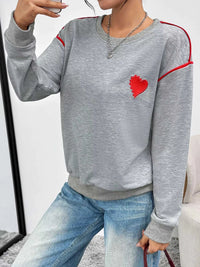 Heart Embroidered Round Neck Sweatshirt 100100424286744 35 Affordable Fashion Under $100 Jerry's Apparel 