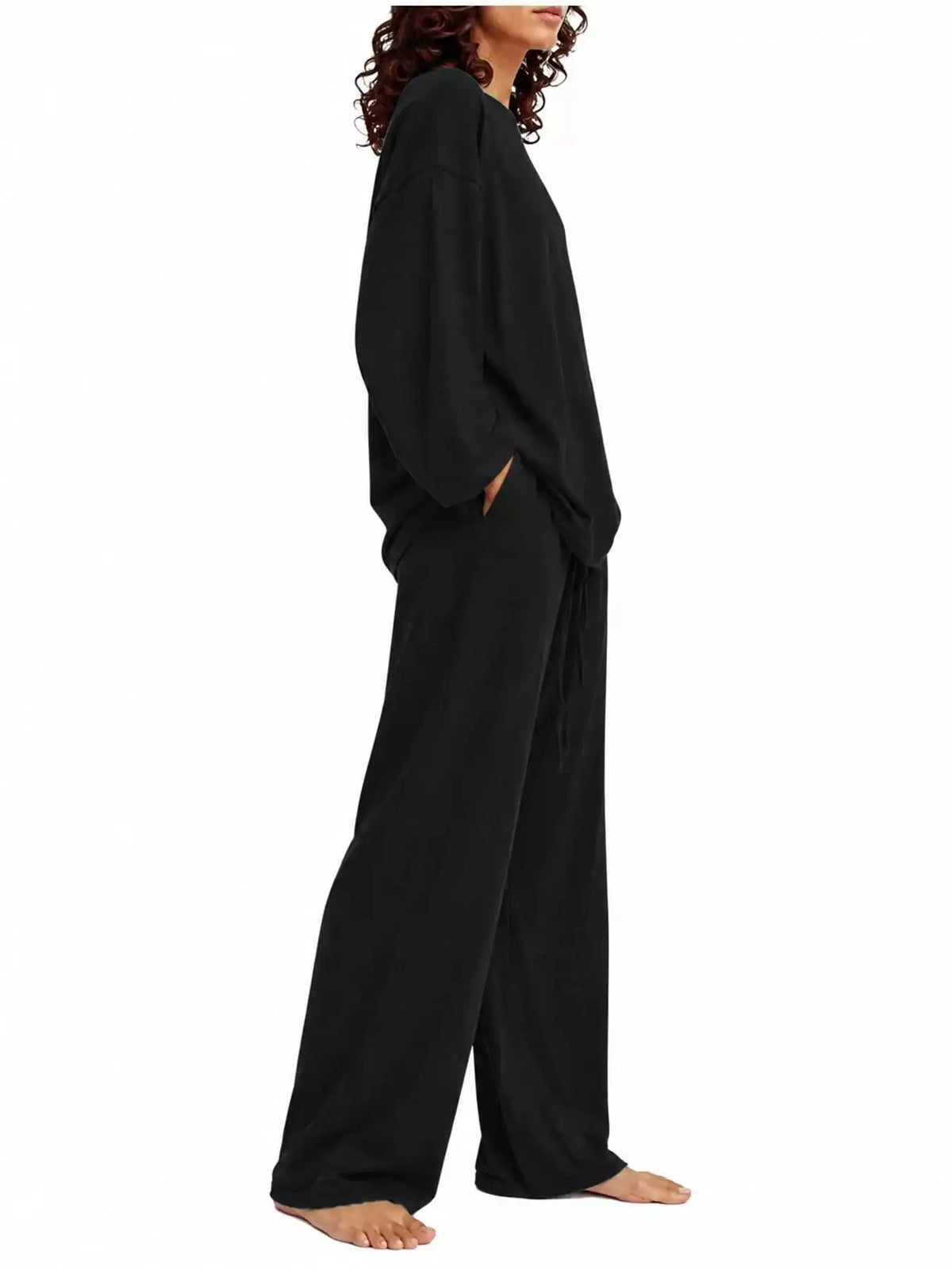 Full Size Round Neck Top and Drawstring Wide-Leg Pants Set Plus Size 101001726920137 48 Gifts for Her Jerry's Apparel 