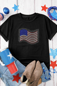 US Flag Round Neck Short Sleeve T-Shirt