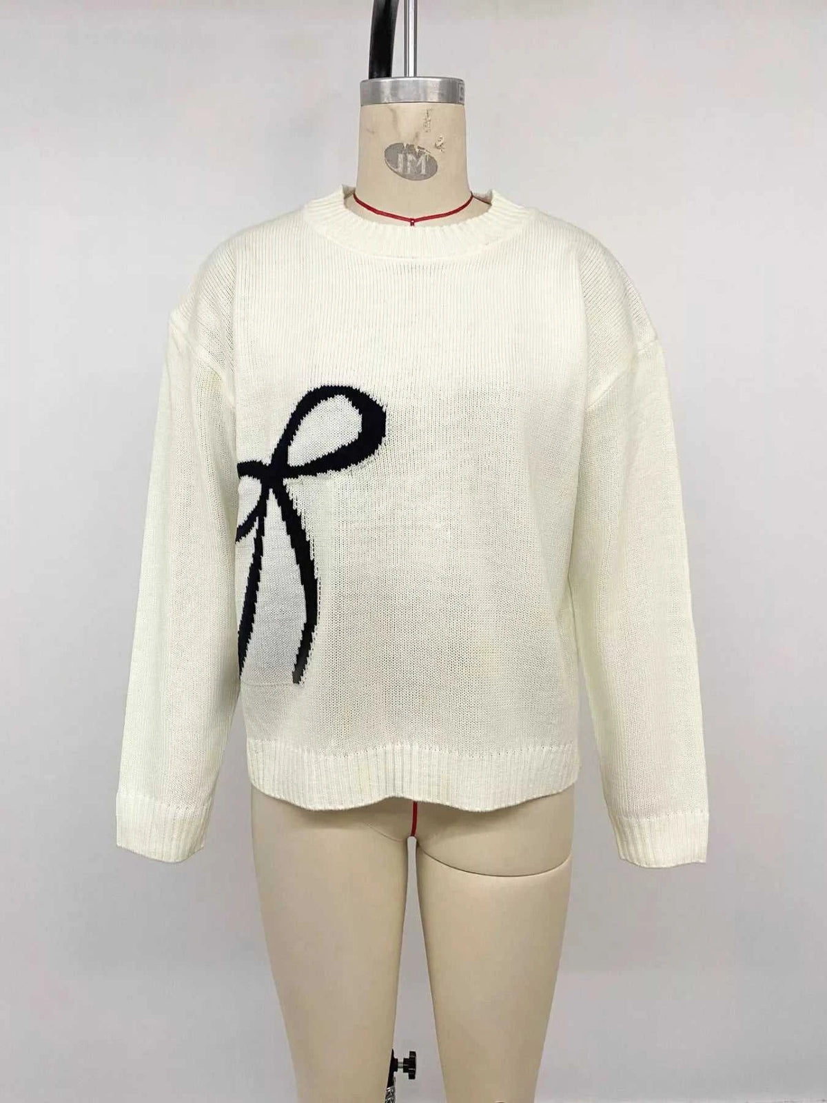 Bow Graphic Round Neck Sweater 100100406045072 38 Affordable Fashion Under $100 Jerry's Apparel 