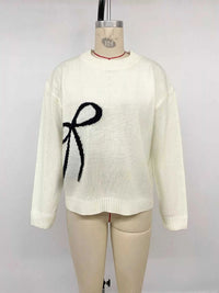Bow Graphic Round Neck Sweater 100100406045072 38 Affordable Fashion Under $100 Jerry's Apparel 