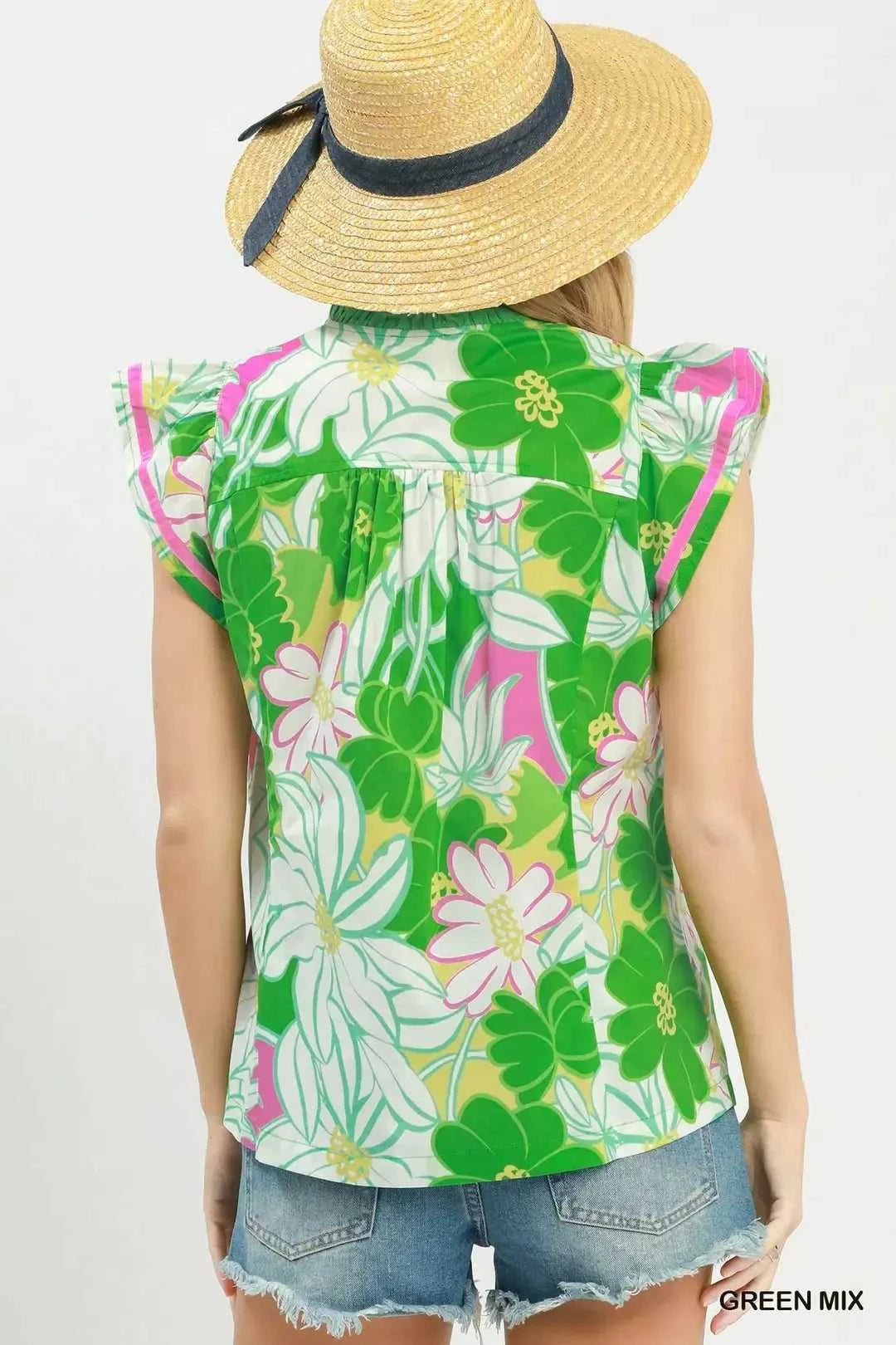 Umgee Bold Floral Flutter Sleeve Top 100100666141188 49 Affordable Fashion Under $100 Jerry's Apparel 