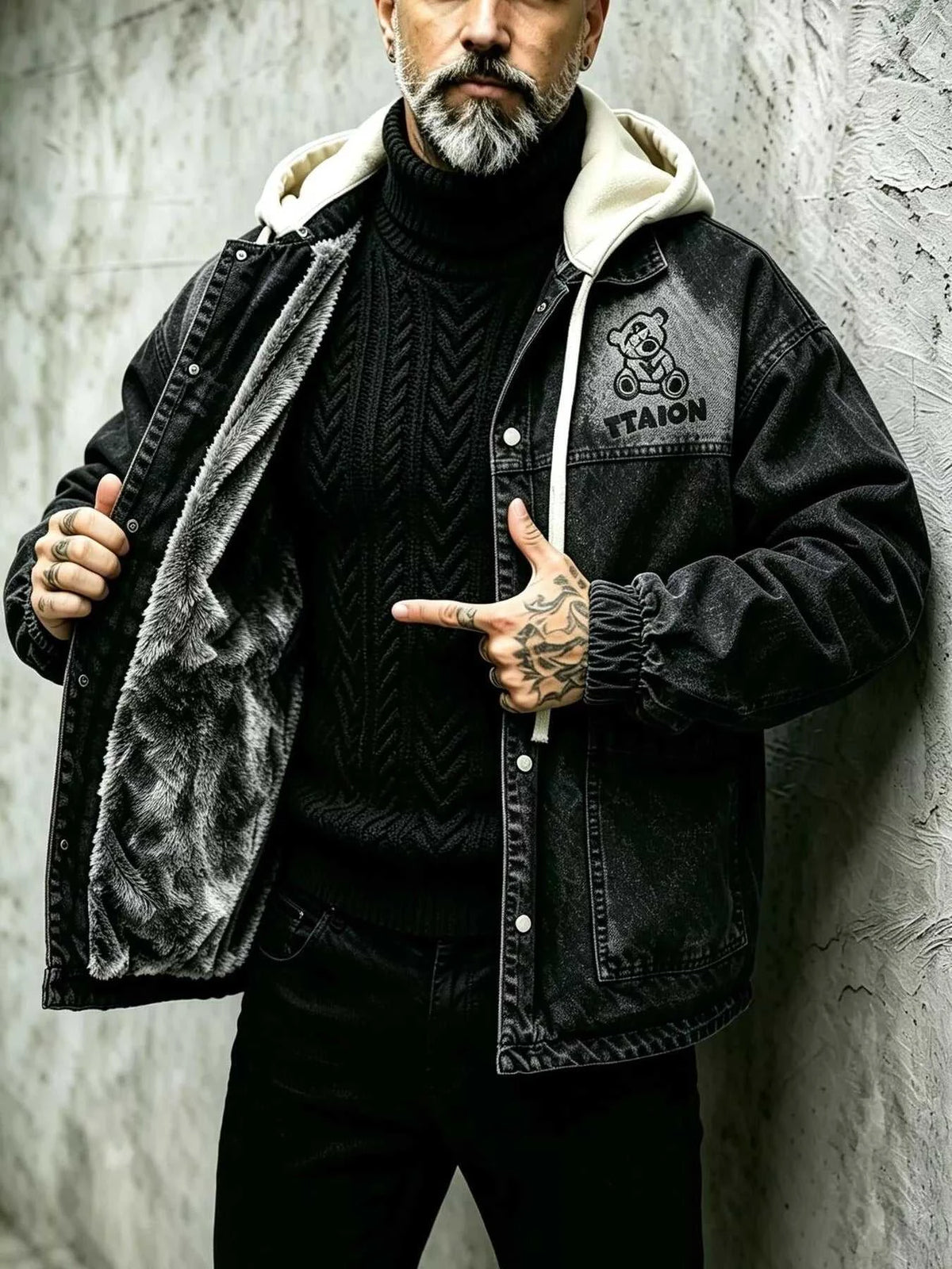 Men's Plus Size Streetwear Washed Snap Down Denim Jacket with Detachable Hood 104003065127742 91 Affordable Fashion Under $100 Jerry's Apparel 