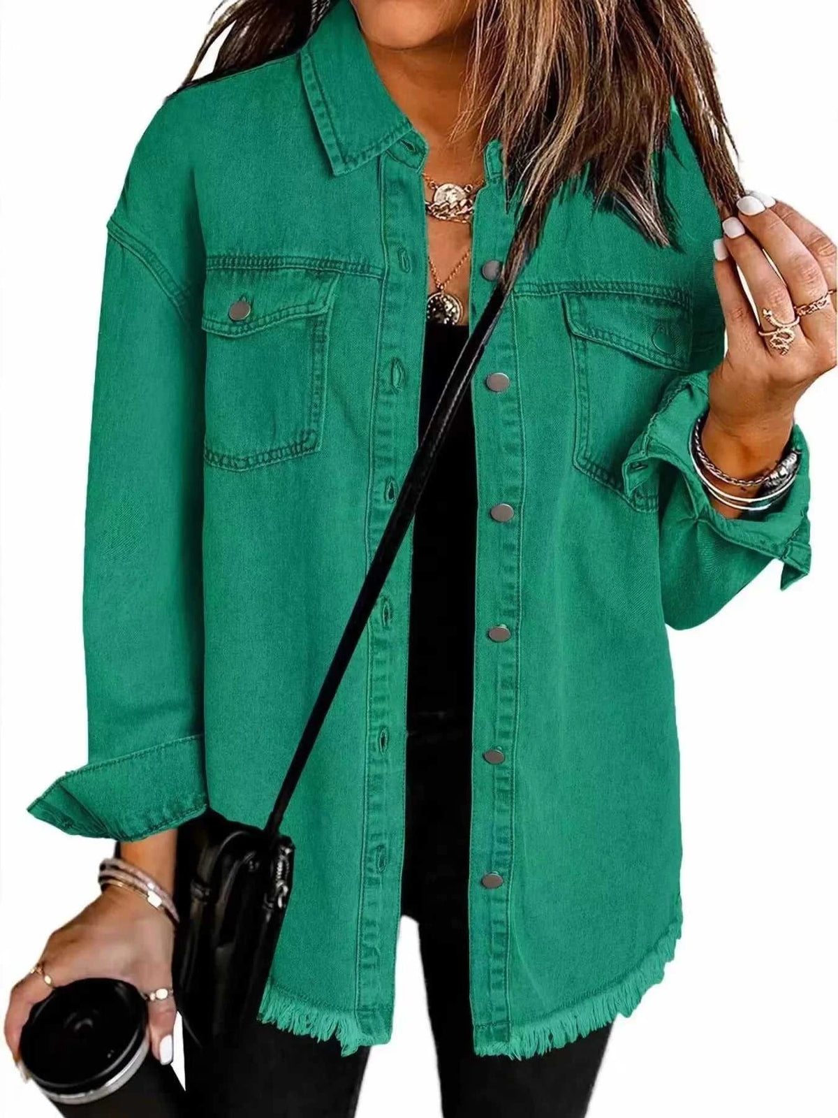 Frayed Hem Button Up Denim Jacket 101003454841681 50 Affordable Fashion Under $100 Jerry's Apparel 