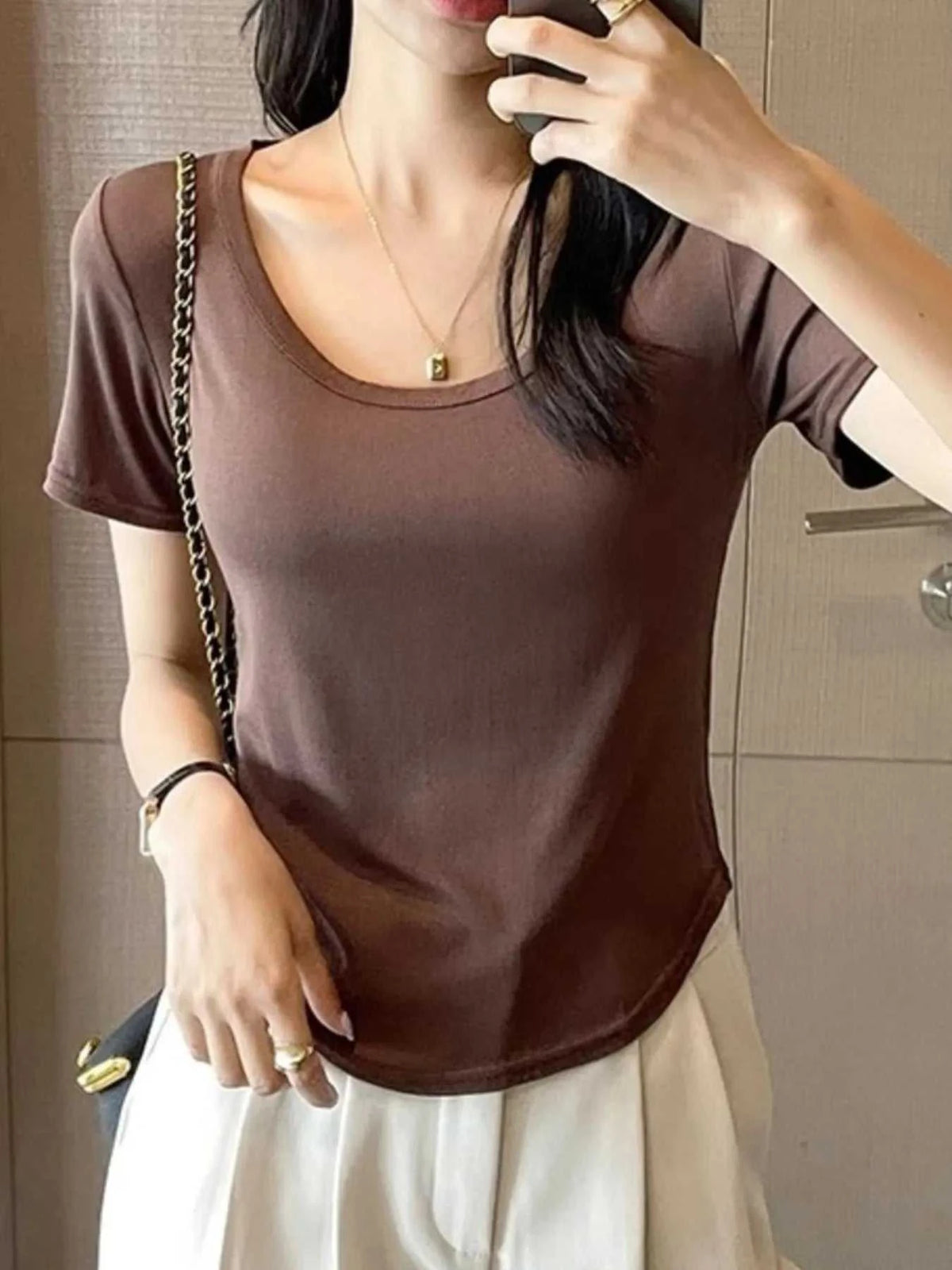 Plus Size Round Neck Short Sleeve T-Shirt 100100816232037 16 Affordable Fashion Under $100 Jerry's Apparel 