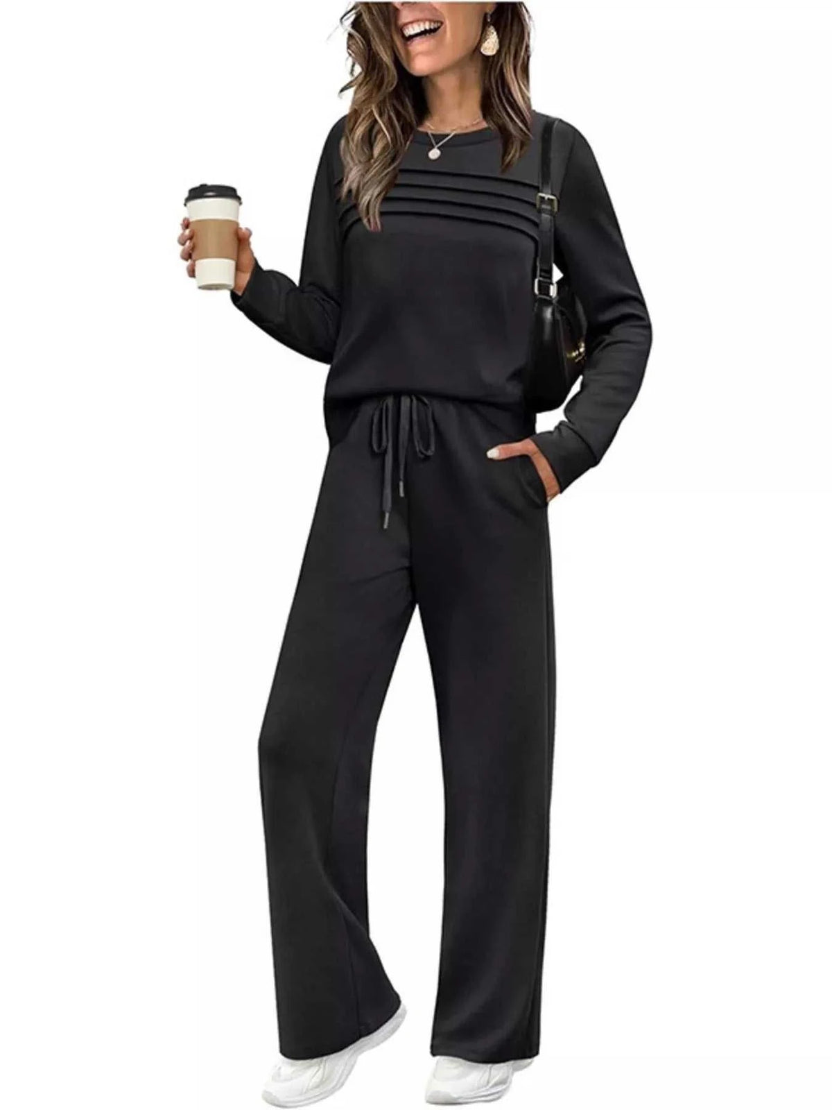 Full Size Casual Long Sleeve Crewneck Top and Drawstring Pants Set Plus Size 100100096071791 46 Affordable Fashion Under $100 Jerry's Apparel 