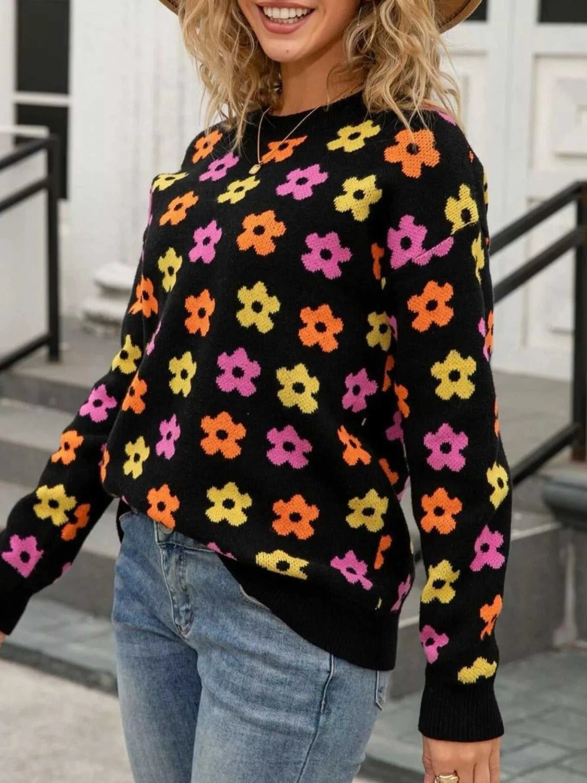 Floral Crew Neck Sweater 100100205302483 49 Gifts for Her Jerry's Apparel 