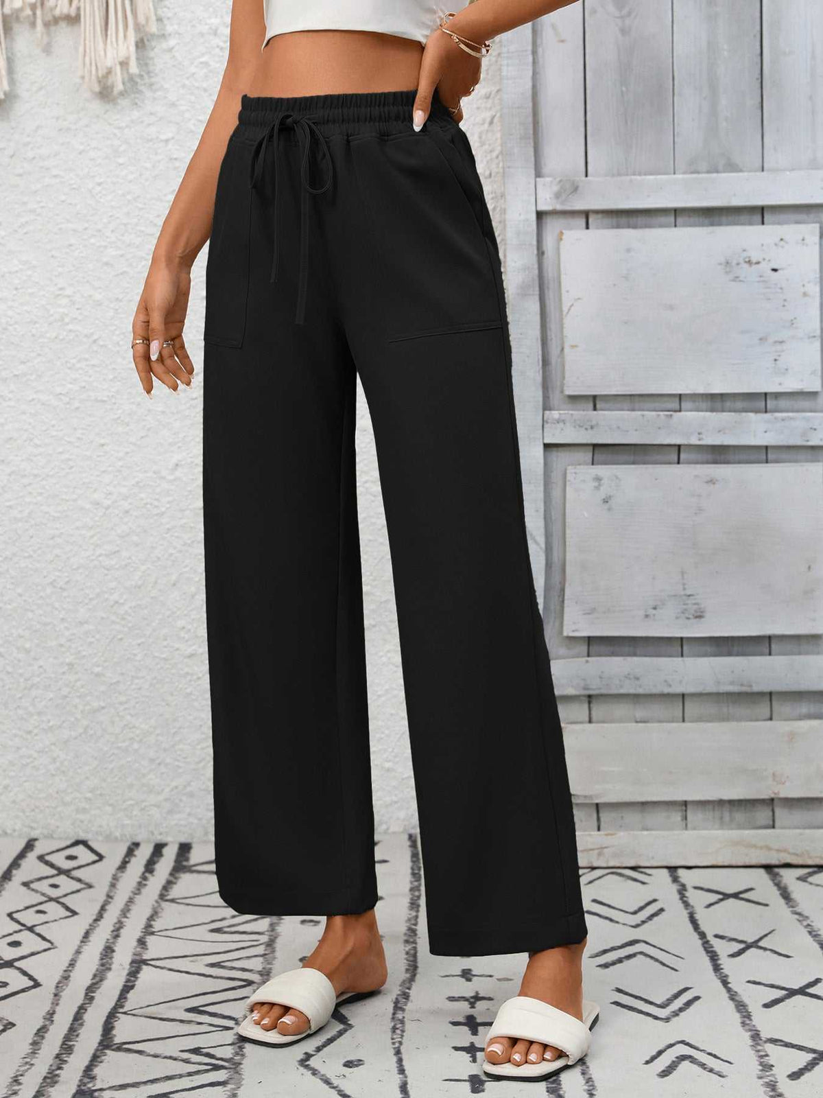 Casual Drawstring Wide Leg Pants 100100328755700 39 Affordable Fashion Under $100 Jerry's Apparel 