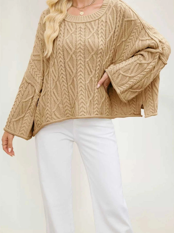 Cozy Cable Knit Drop Shoulder Oversize Sweater 100100624511651 49 Affordable Fashion Under $100 Jerry's Apparel 