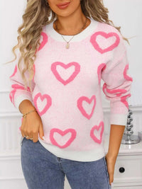 Valentine's Day Heart Pattern Round Neck Sweater 100100472947296 49 Affordable Fashion Under $100 Jerry's Apparel 