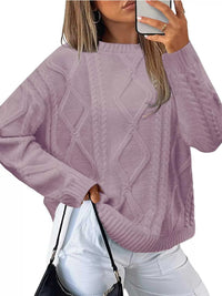 Cable Knit Round Neck Long Sleeve Sweater 100100086035617 48 Seasonal Fashion Collections Jerry's Apparel 