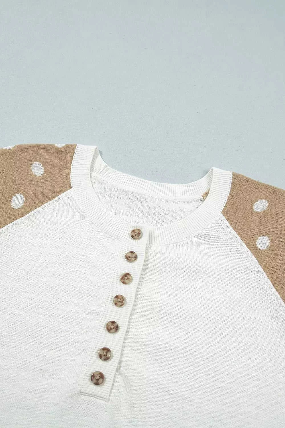 Polka Dot Contrast Long Sleeve Button V Neck Sweater 101002413925852 51 Affordable Fashion Under $100 Jerry's Apparel 