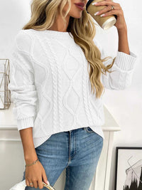 Cable Knit Round Neck Long Sleeve Sweater 100100086035617 48 Seasonal Fashion Collections Jerry's Apparel 