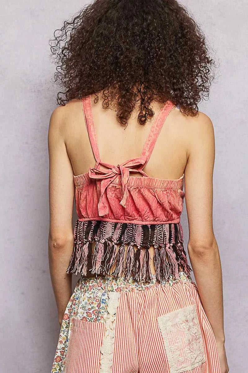 POL Lace-Up Fringe Hem Tank with Lace Detail 100100099801289 41 Affordable Fashion Under $100 Jerry's Apparel 