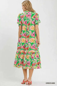 Umgee Floral Print Puff Sleeve Tiered Midi Dress 100100598261469 64 Affordable Fashion Under $100 Jerry's Apparel 