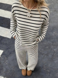 Striped Relaxed Fit Top and Pants Set 101002581867183 66 Jerry's Apparel 