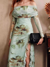 Ruffled Slit Off Shoulder Maxi Dress 100100783791941 40 Affordable Fashion Under $100 Jerry's Apparel 