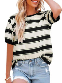 Striped Crew Neck T-Shirt 100100248569322 33 Affordable Fashion Under $100 Jerry's Apparel 