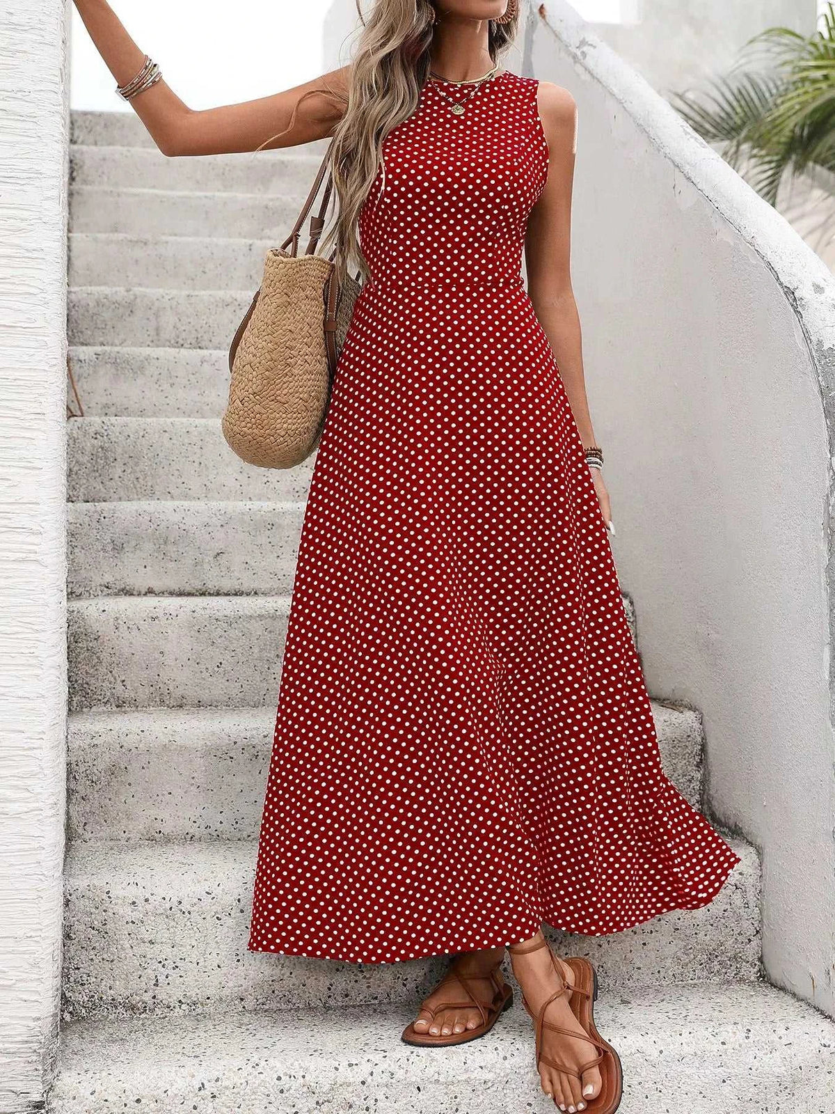 Sleeveless Polka Dot Maxi Dress 100100510800642 32 Gifts for Her Jerry's Apparel 