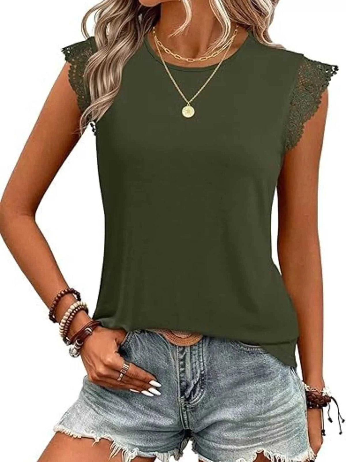 Lace Trim Round Neck Top 100100889966159 23 Affordable Fashion Under $100 Jerry's Apparel 