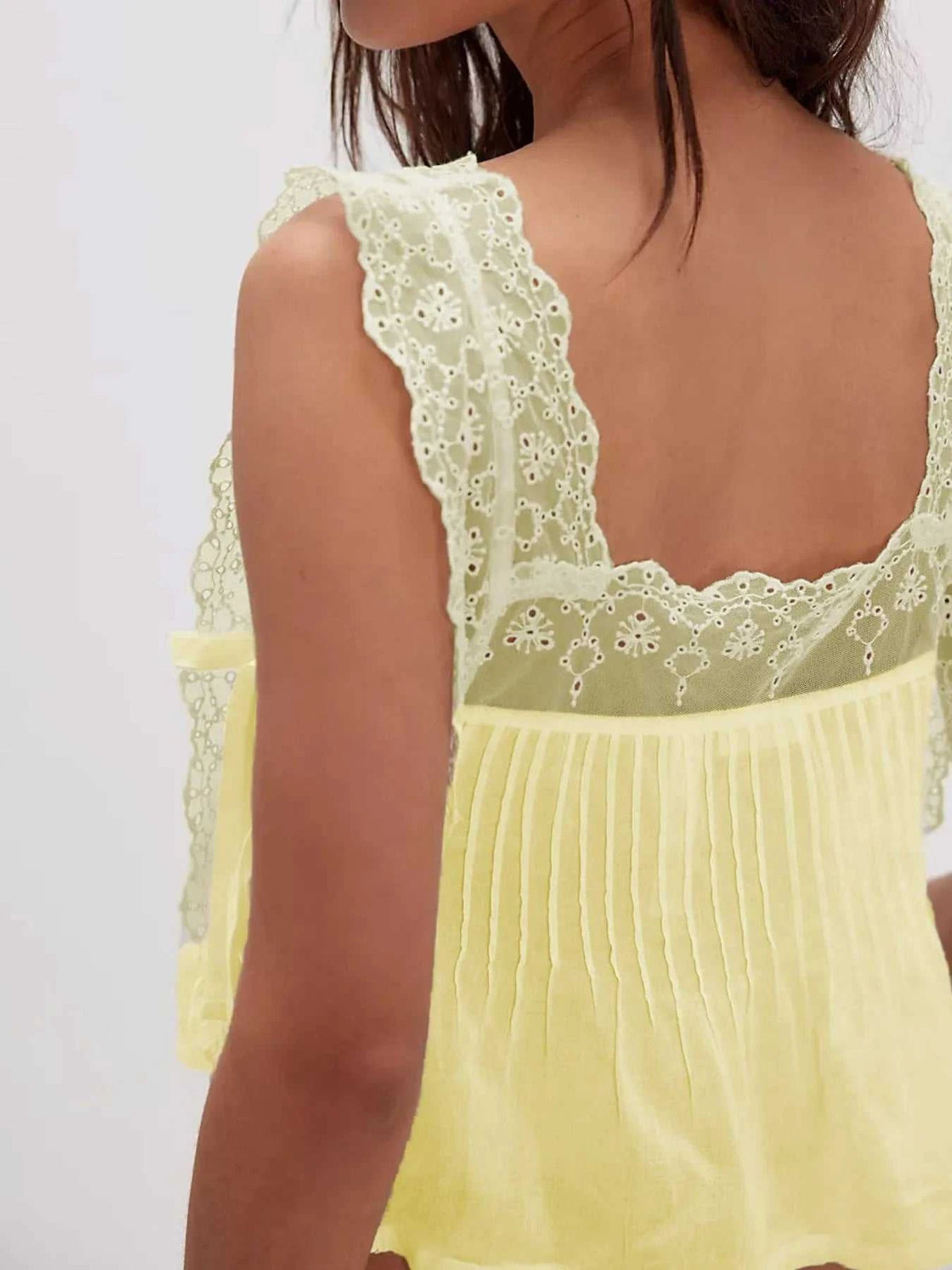 Lace-Trimmed Eyelet Square Neck Top 100100853981387 43 Affordable Fashion Under $100 Jerry's Apparel 
