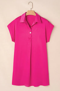 Buttoned Collared Neck Mini Shirt Dress