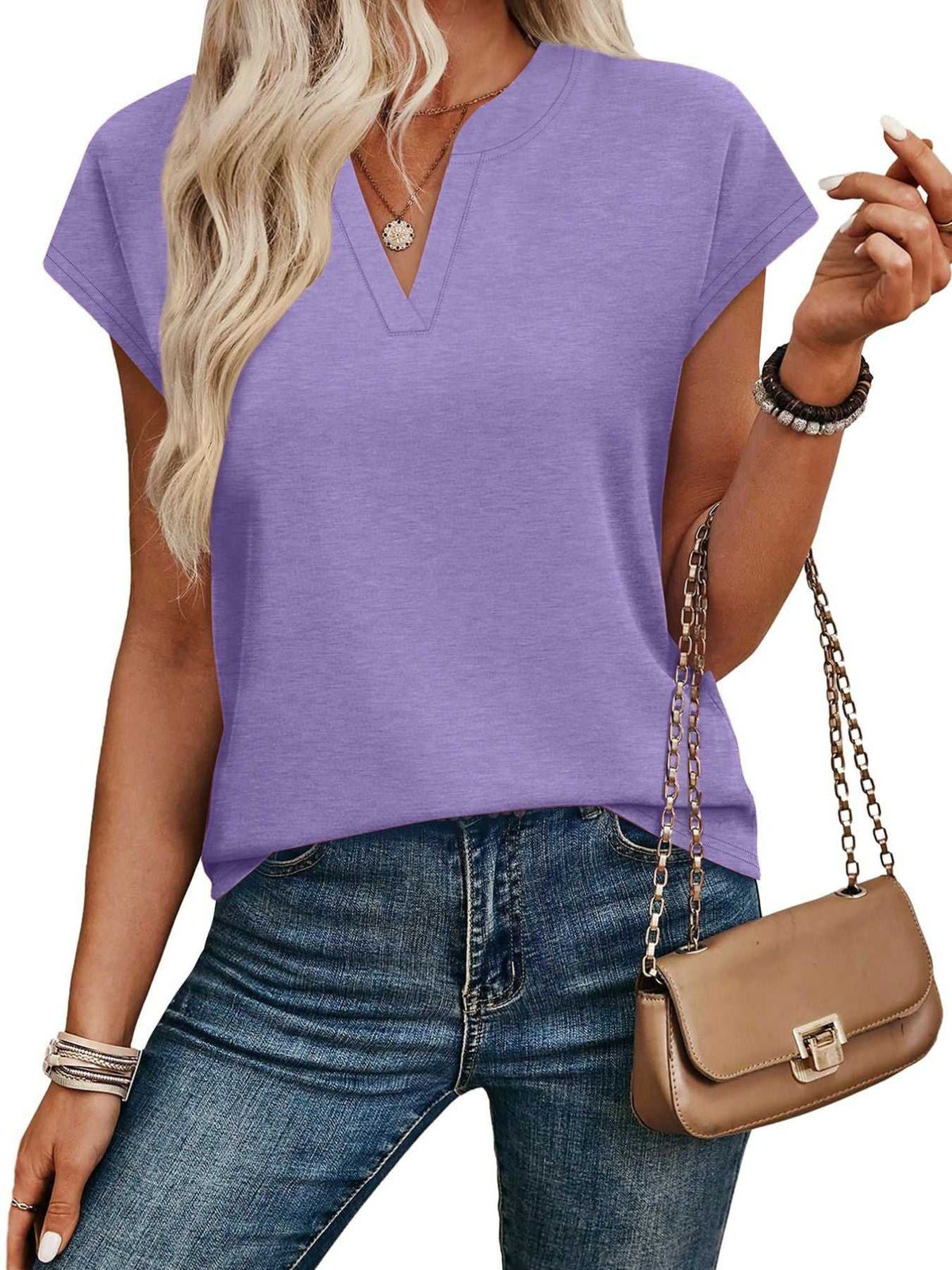 Notched Short Sleeve T-Shirt 100100058945563 25 Affordable Fashion Under $100 Jerry's Apparel 