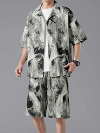 Men's Full Size Tie-Dye Casual Shirt and Shorts Set Plus Size 100400953884507 34 Affordable Fashion Under $100 Jerry's Apparel 