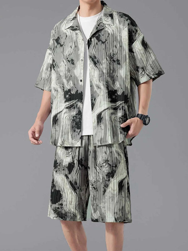 Men's Full Size Tie-Dye Casual Shirt and Shorts Set Plus Size 100400953884507 34 Affordable Fashion Under $100 Jerry's Apparel 