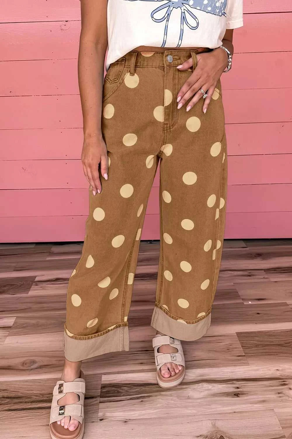 Polka Dot Wide Leg Jeans 100100652241333 69 Affordable Fashion Under $100 Jerry's Apparel 