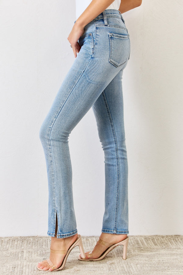 Full Size Mid Rise Y2K Slit Bootcut Jeans