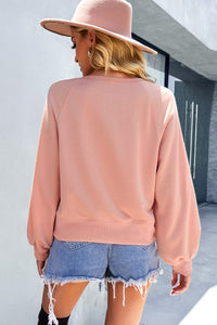 Devine Balloon Sleeve Henley Sweatshirt