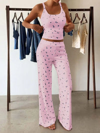 Floral Ribbed Cami and Wide Leg Pants Set 100100257950091 49 Gifts for Her Jerry's Apparel 