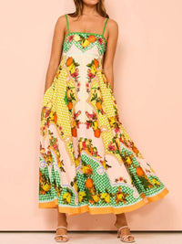Fruit Print Square Neck Maxi Cami Dress