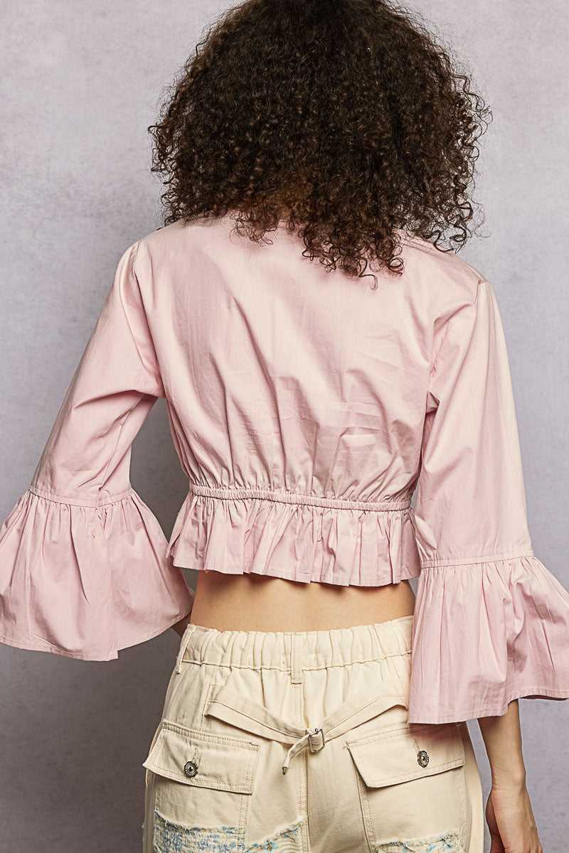 POL Floral Embroidered Cropped Blouse with Flared Ruffle Sleeves 100100842101118 43 Affordable Fashion Under $100 Jerry's Apparel 