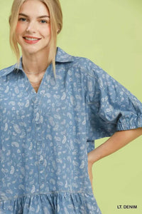 Umgee Paisley Print Chambray Top 100100431981681 57 Affordable Fashion Under $100 Jerry's Apparel 
