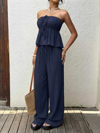 Textured Tube Top & Wide Leg Pants Set 100100753073770 41 Affordable Fashion Under $100 Jerry's Apparel 