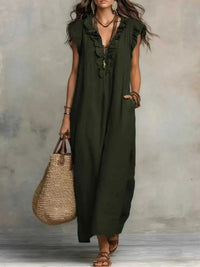 Ruffled V-Neck Maxi Dress 100100710285822 31 Affordable Fashion Under $100 Jerry's Apparel 