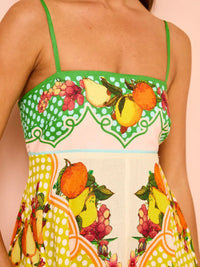 Fruit Print Square Neck Maxi Cami Dress