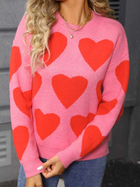 Valentine's Day Heart Round Neck Knitted Sweater 100100729598622 48 Affordable Fashion Under $100 Jerry's Apparel 
