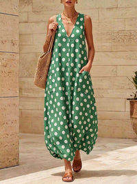 Polka Dot V-Neck Sleeveless Maxi Dress 100100165046334 32 Gifts for Her Jerry's Apparel 