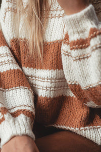 Striped Round Neck Dropped Shoulder Sweater