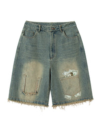 Men's Frayed Hem Denim Shorts