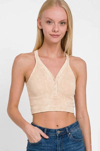 Zenana Washed Ribbed Seamless Button V-neck Tank Top 100100750011664 26 Affordable Fashion Under $100 Jerry's Apparel 