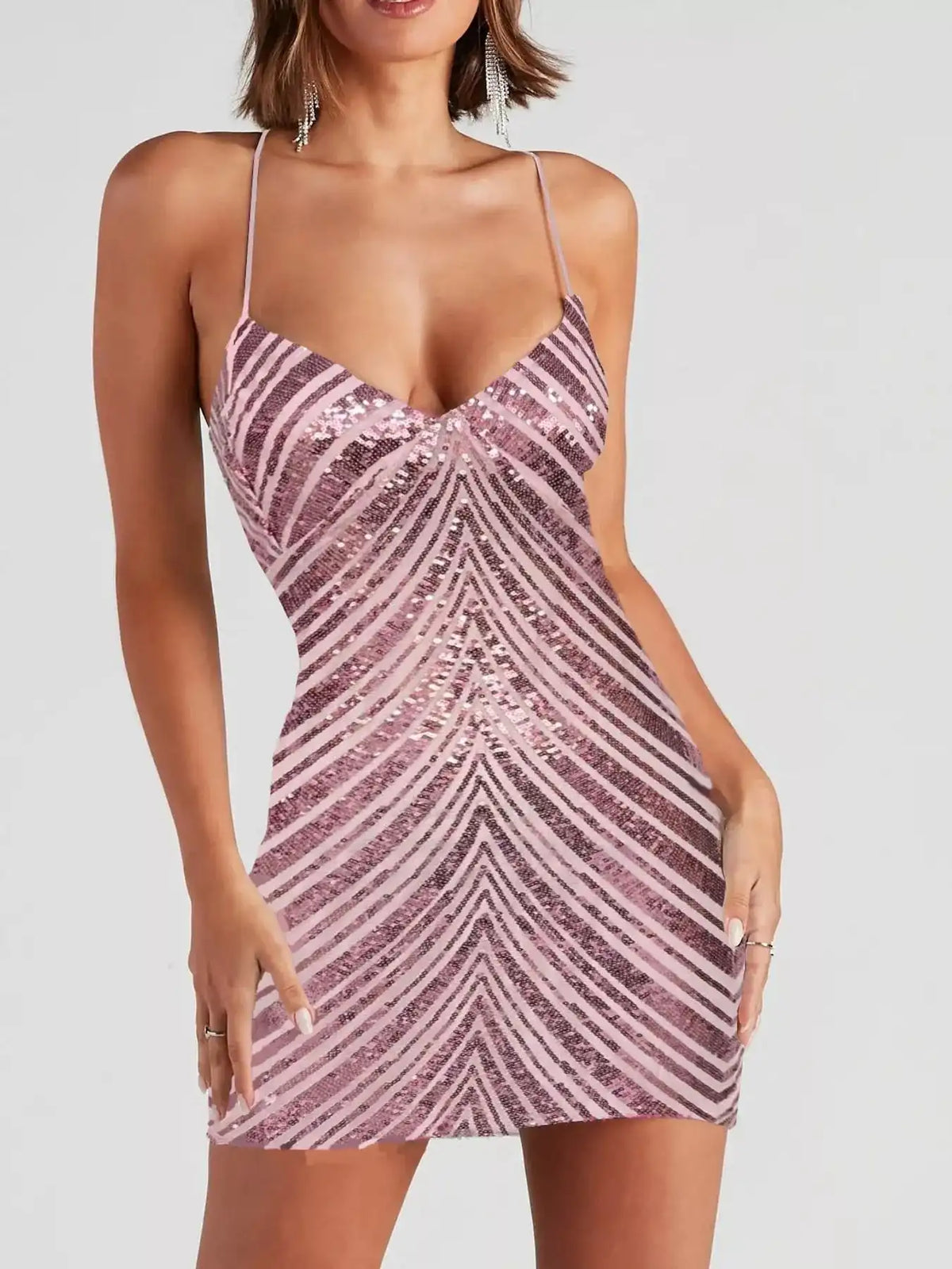 Sleeveless Sequin Embellished Bodycon Mini Cami Dress 101001090650712 56 Gifts for Her Jerry's Apparel 