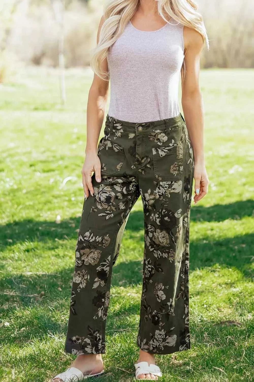 Vintage Style Floral Print High Waist Wide Leg Jeans 100100212050078 65 Affordable Fashion Under $100 Jerry's Apparel 