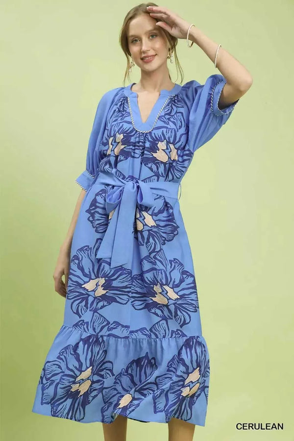 Umgee Floral Belted Midi Dress 100100260511577 66 Affordable Fashion Under $100 Jerry's Apparel 