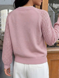 V-Neck Openwork Long Sleeve Sweater 100100123464940 41 Affordable Fashion Under $100 Jerry's Apparel 